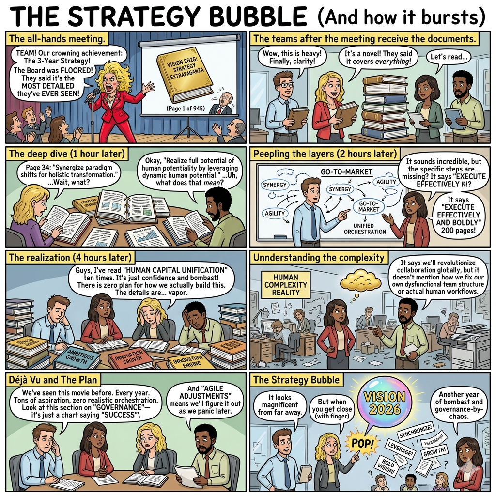 Cartoon: Business Strategy: Realization vagaries