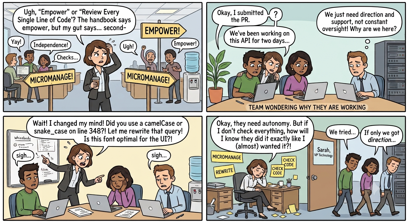 Cartoon: Empowerment - Micro Manager Executive